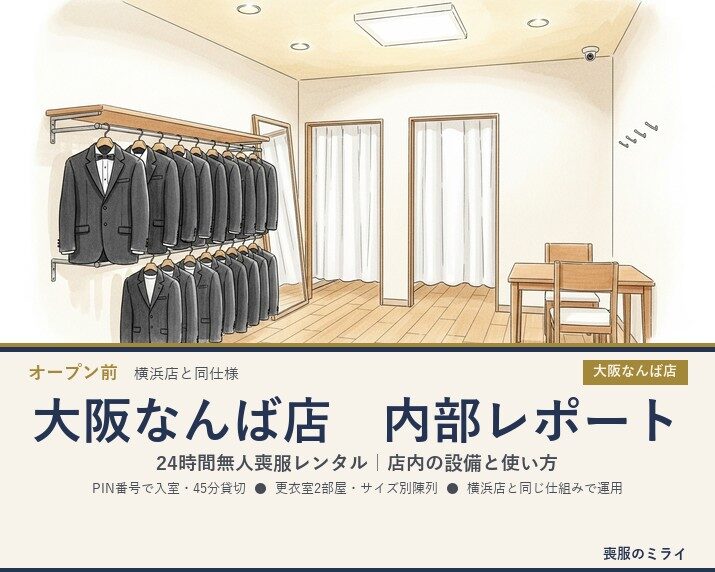 大阪なんば店 内部レポート｜24時間無人喪服レンタル店の設備とご利用の流れ