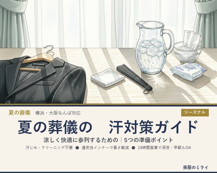 夏の葬儀、汗対策に困ったら｜涼しく参列するための5つの準備ポイント【喪服レンタル・横浜／大阪なんば】