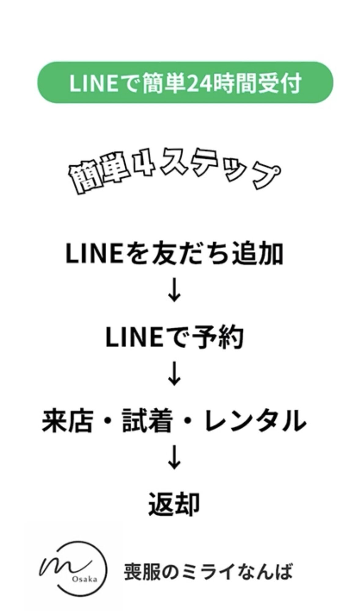 LINEで簡単24時間受付 簡単4ステップ