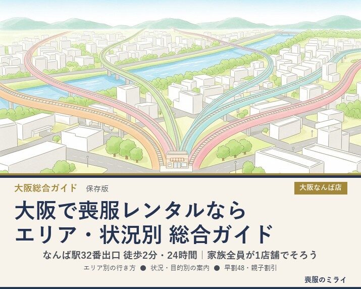 大阪で喪服レンタルなら｜エリア・状況別 総合ガイド【なんば駅32番出口 徒歩2分・24時間】
