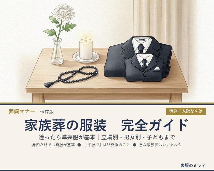 家族葬の服装 完全ガイド｜迷ったら準喪服が基本【立場別・男女別・子どもまで】